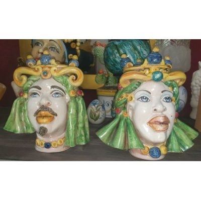 coppia-teste-di-moro-verdi-con-drappi- 23cm