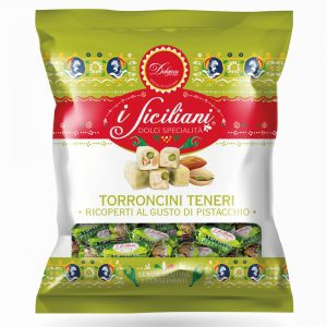 Busta di torroncini morbidi al gusto di pistacchio ricoperti alle mandorle 100 gr Dolgam