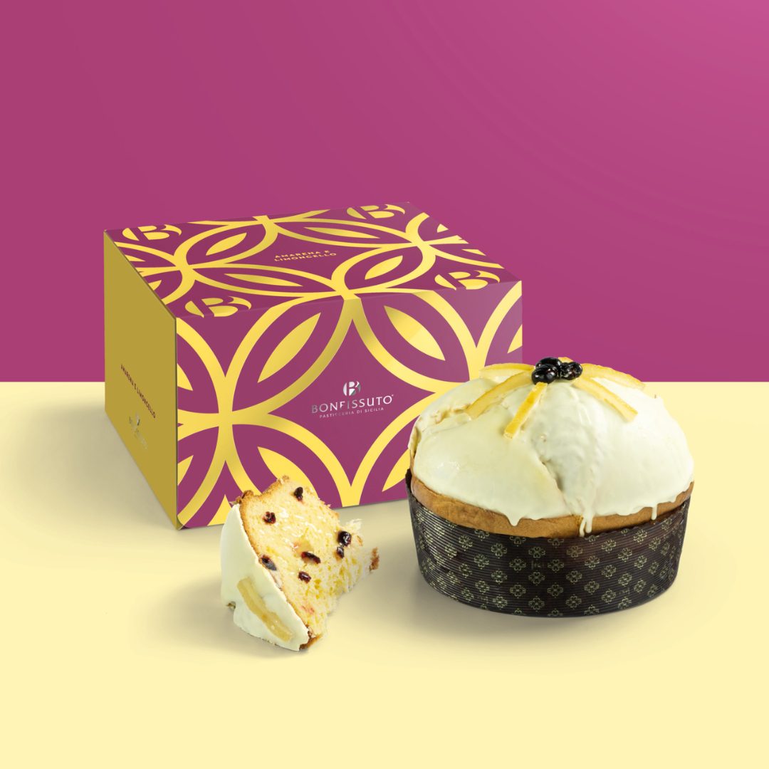 Panettone amarena e limoncello 1 Kg Bonfissuto con scatola